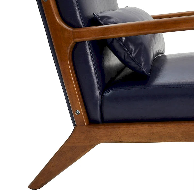 Glitzhome 30.75 H Mid-Century PU Leather Armchair with Ottoman Set
