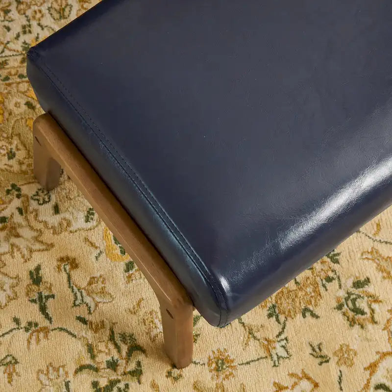 Glitzhome 30.75 H Mid-Century PU Leather Armchair with Ottoman Set