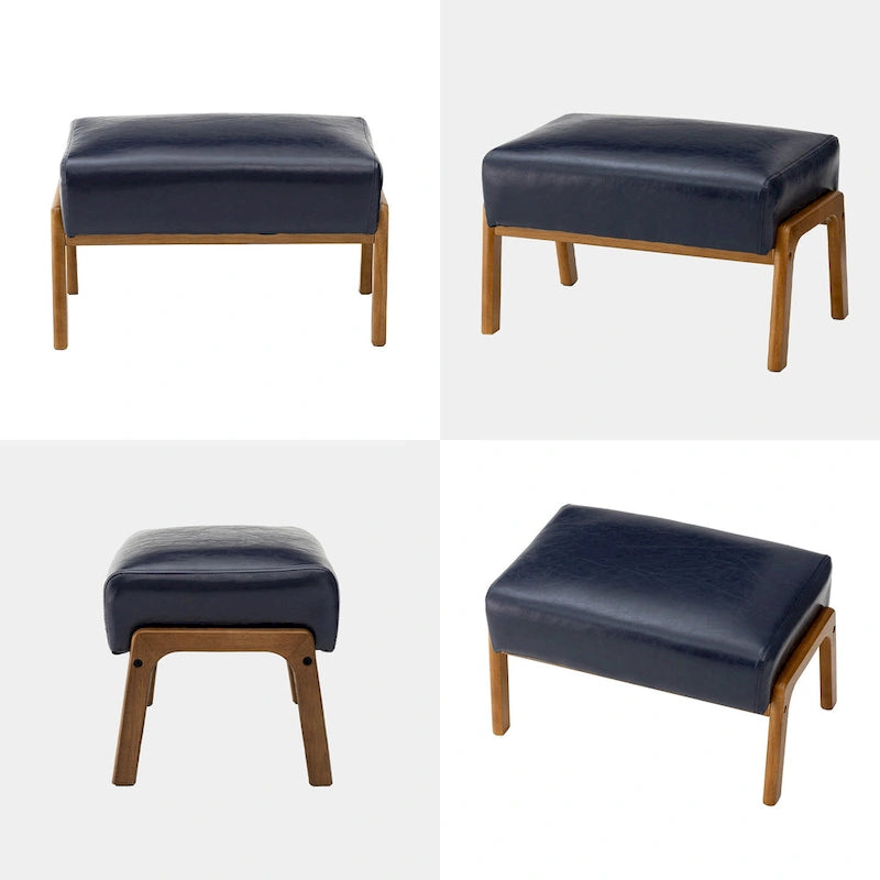 Glitzhome 30.75 H Mid-Century PU Leather Armchair with Ottoman Set