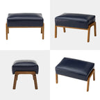Glitzhome 30.75 H Mid-Century PU Leather Armchair with Ottoman Set