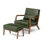 Glitzhome 30.75 H Mid-Century PU Leather Armchair with Ottoman Set