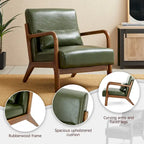 Glitzhome 30.75 H Mid-Century PU Leather Armchair with Ottoman Set
