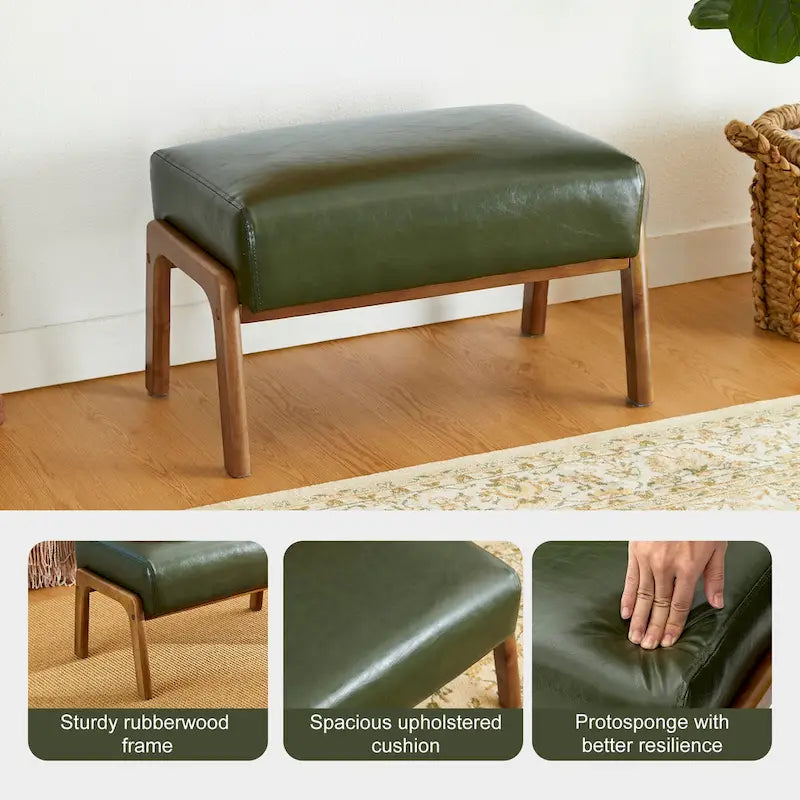 Glitzhome 30.75 H Mid-Century PU Leather Armchair with Ottoman Set