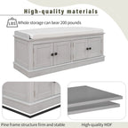 Storage Bench with 4 Doors and Adjustable Shelves, Shoe Bench with Removable Cushion for Living Room, Entryway