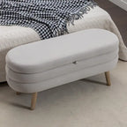 Velvet Fabric Storage Bench With Wood Legs For Living Room Bedroom