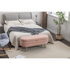 Velvet Fabric Storage Bench With Wood Legs For Living Room Bedroom