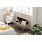 Velvet Fabric Storage Bench With Wood Legs For Living Room Bedroom