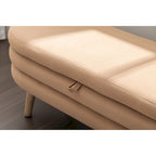 Velvet Fabric Storage Bench With Wood Legs For Living Room Bedroom
