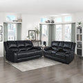 2-Piece Classic Faux Leather Manual Reclining Living Room Sofa Set with Console and Cup Holders