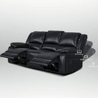 2-Piece Classic Faux Leather Manual Reclining Living Room Sofa Set with Console and Cup Holders