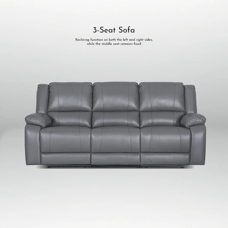 2-Piece Classic Faux Leather Manual Reclining Living Room Sofa Set with Console and Cup Holders