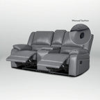 2-Piece Classic Faux Leather Manual Reclining Living Room Sofa Set with Console and Cup Holders