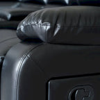 2-Piece Classic Faux Leather Manual Reclining Living Room Sofa Set with Console and Cup Holders