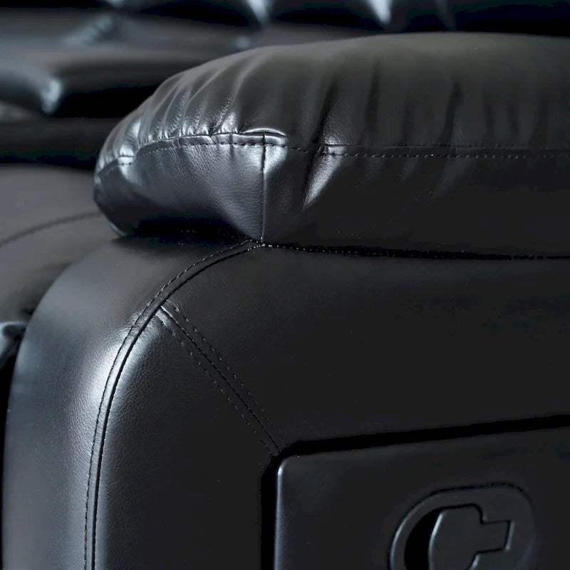 2-Piece Classic Faux Leather Manual Reclining Living Room Sofa Set with Console and Cup Holders