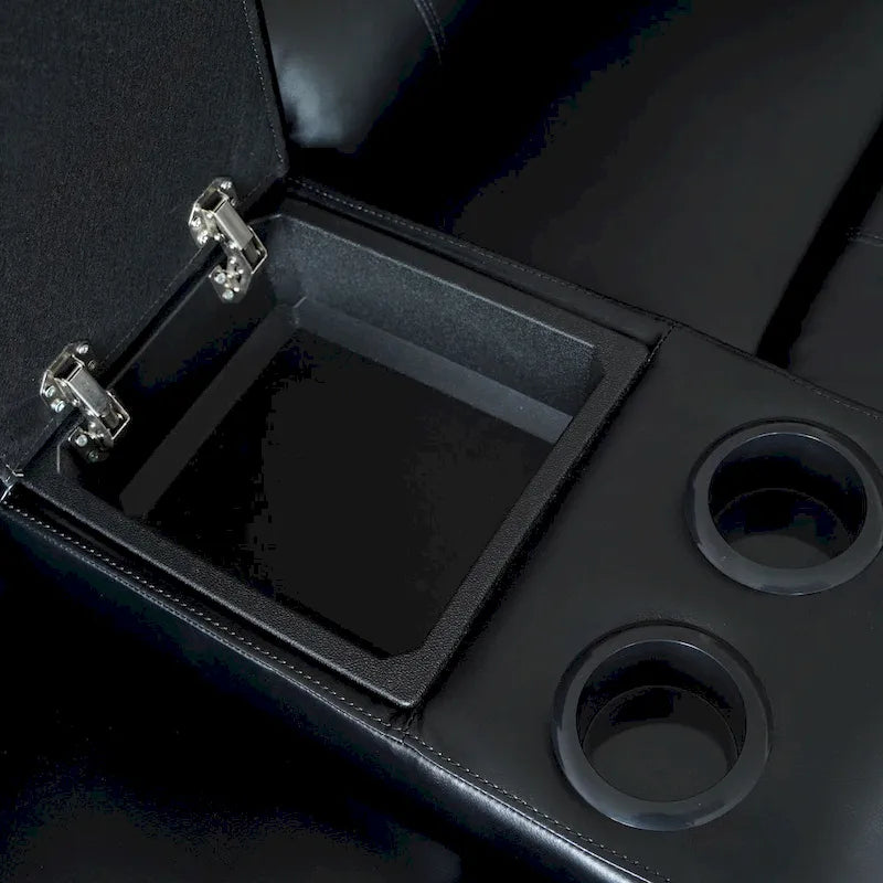 2-Piece Classic Faux Leather Manual Reclining Living Room Sofa Set with Console and Cup Holders