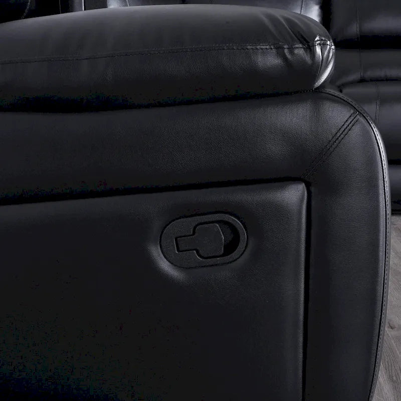 2-Piece Classic Faux Leather Manual Reclining Living Room Sofa Set with Console and Cup Holders