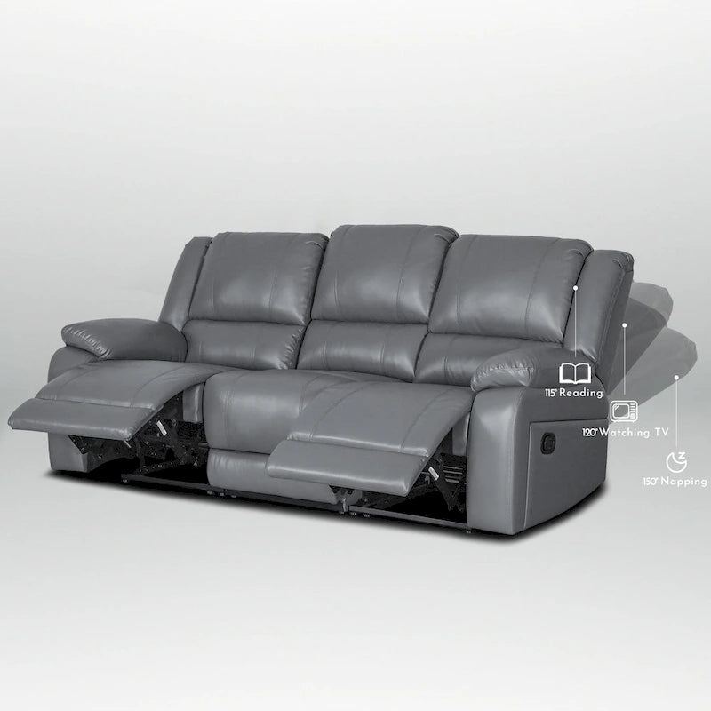 2-Piece Classic Faux Leather Manual Reclining Living Room Sofa Set with Console and Cup Holders