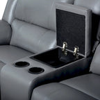 2-Piece Classic Faux Leather Manual Reclining Living Room Sofa Set with Console and Cup Holders