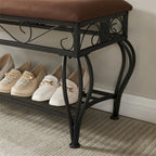 Industrial Multipurpose Entryway Upholstered Shoe Rack Bench