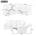 Power Recliner Chair Linen Upholstered L-Shaped Sectional Sofa, Home Theater Seating Soft Chair with USB Port for Living Room