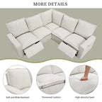 Power Recliner Chair Linen Upholstered L-Shaped Sectional Sofa, Home Theater Seating Soft Chair with USB Port for Living Room