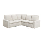 Power Recliner Chair Linen Upholstered L-Shaped Sectional Sofa, Home Theater Seating Soft Chair with USB Port for Living Room