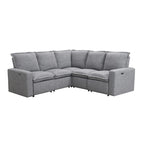 Power Recliner Chair Linen Upholstered L-Shaped Sectional Sofa, Home Theater Seating Soft Chair with USB Port for Living Room