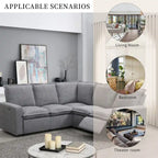 Power Recliner Chair Linen Upholstered L-Shaped Sectional Sofa, Home Theater Seating Soft Chair with USB Port for Living Room