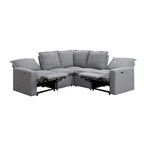 Power Recliner Chair Linen Upholstered L-Shaped Sectional Sofa, Home Theater Seating Soft Chair with USB Port for Living Room