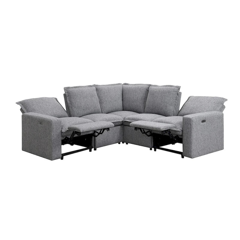 Power Recliner Chair Linen Upholstered L-Shaped Sectional Sofa, Home Theater Seating Soft Chair with USB Port for Living Room