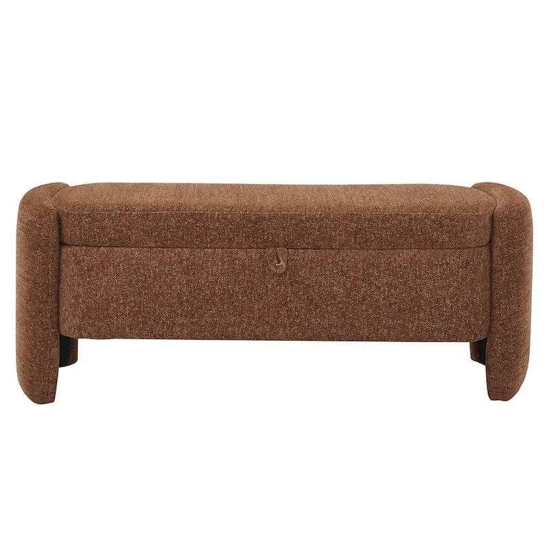 Oval Ottoman Storage Bench Chenille Fabric Bench with Large Storage Space for the Living Room, Entryway and Bedroom