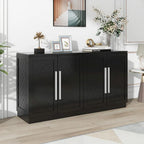 Sideboard with 4 Doors Large Storage Space Buffet Cabinet with Adjustable Shelves and Silver Handles for Kitchen