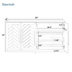 Sideboard with 4 Doors Large Storage Space Buffet Cabinet with Adjustable Shelves and Silver Handles for Kitchen