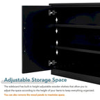 Sideboard with 4 Doors Large Storage Space Buffet Cabinet with Adjustable Shelves and Silver Handles for Kitchen