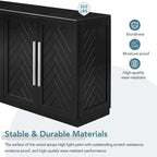 Sideboard with 4 Doors Large Storage Space Buffet Cabinet with Adjustable Shelves and Silver Handles for Kitchen