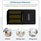 Sideboard with 4 Doors Large Storage Space Buffet Cabinet with Adjustable Shelves and Silver Handles for Kitchen