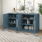 Sideboard with 4 Doors Large Storage Space Buffet Cabinet with Adjustable Shelves and Silver Handles for Kitchen