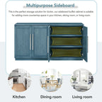 Sideboard with 4 Doors Large Storage Space Buffet Cabinet with Adjustable Shelves and Silver Handles for Kitchen