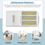 Sideboard with 4 Doors Large Storage Space Buffet Cabinet with Adjustable Shelves and Silver Handles for Kitchen