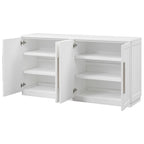 Sideboard with 4 Doors Large Storage Space Buffet Cabinet with Adjustable Shelves and Silver Handles for Kitchen