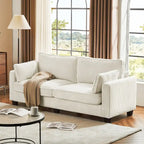 LUE BONA 81  Modern Corduroy 3 Seater Sofa, Polyester Rectangle Upholstered Sofa with Wood Base for Living Room