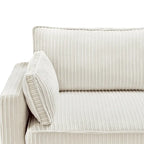 LUE BONA 81  Modern Corduroy 3 Seater Sofa, Polyester Rectangle Upholstered Sofa with Wood Base for Living Room