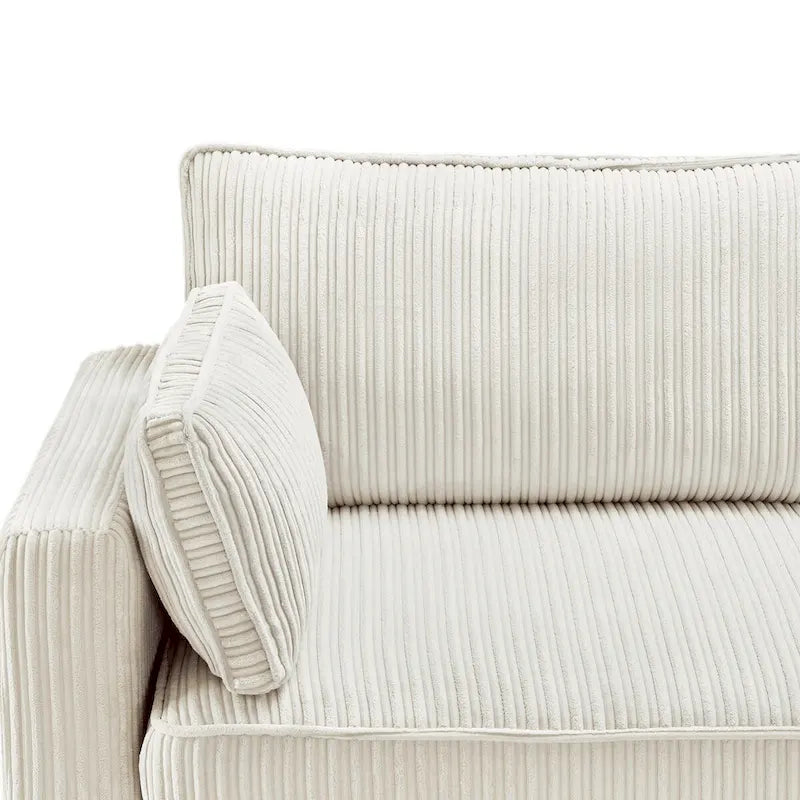 LUE BONA 81  Modern Corduroy 3 Seater Sofa, Polyester Rectangle Upholstered Sofa with Wood Base for Living Room