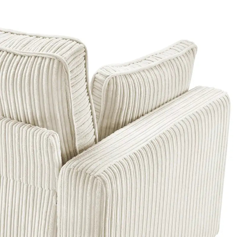 LUE BONA 81  Modern Corduroy 3 Seater Sofa, Polyester Rectangle Upholstered Sofa with Wood Base for Living Room