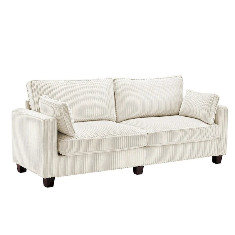 LUE BONA 81  Modern Corduroy 3 Seater Sofa, Polyester Rectangle Upholstered Sofa with Wood Base for Living Room