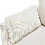 LUE BONA 81  Modern Corduroy 3 Seater Sofa, Polyester Rectangle Upholstered Sofa with Wood Base for Living Room