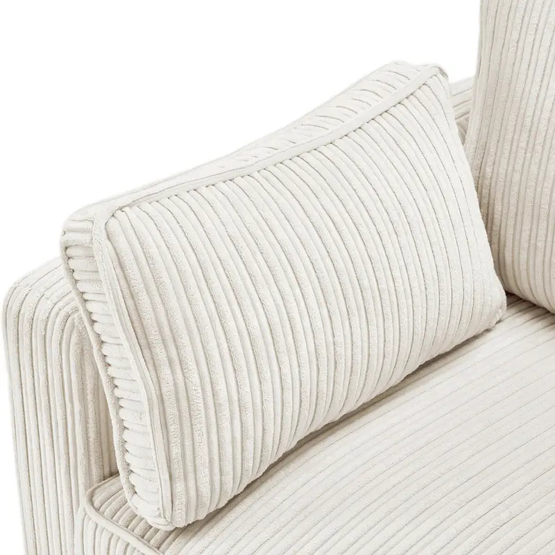 LUE BONA 81  Modern Corduroy 3 Seater Sofa, Polyester Rectangle Upholstered Sofa with Wood Base for Living Room