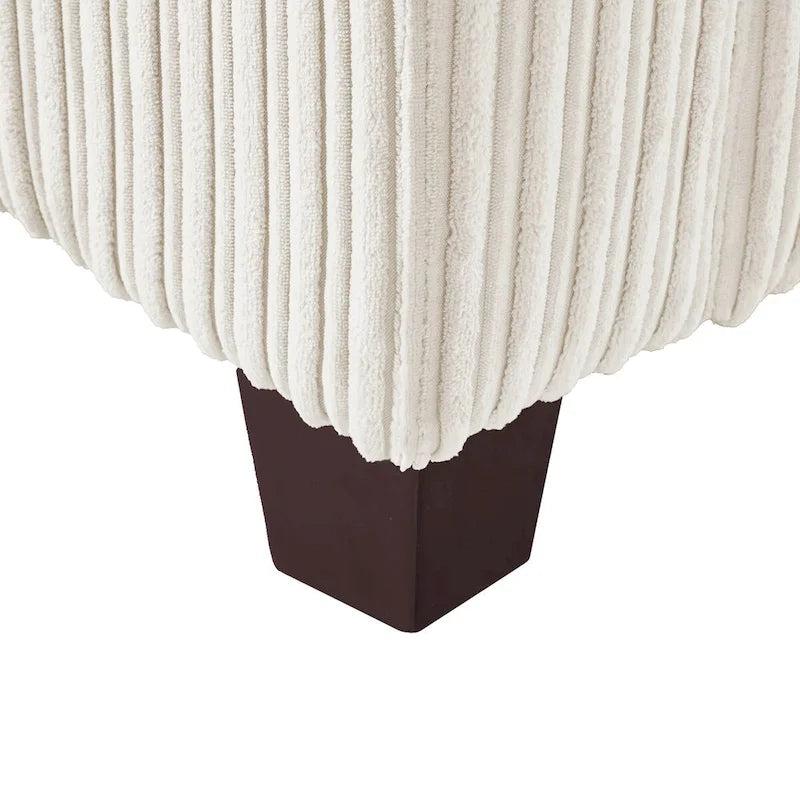 LUE BONA 81  Modern Corduroy 3 Seater Sofa, Polyester Rectangle Upholstered Sofa with Wood Base for Living Room