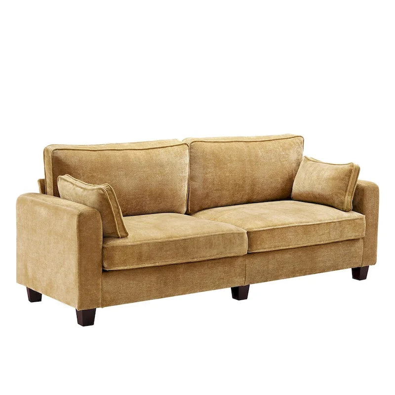 LUE BONA 81  Modern Corduroy 3 Seater Sofa, Polyester Rectangle Upholstered Sofa with Wood Base for Living Room