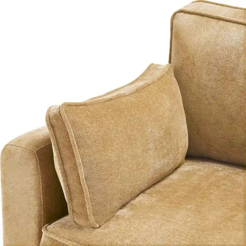 LUE BONA 81  Modern Corduroy 3 Seater Sofa, Polyester Rectangle Upholstered Sofa with Wood Base for Living Room